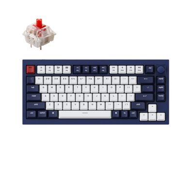 Keychron Q1 QMK Gateron Phantom Mechanical Keyboard with Knob, RGB, Red Switch & Custom Hot-swappable | Ergonomic Design Gaming Keyboard - Navy Blue