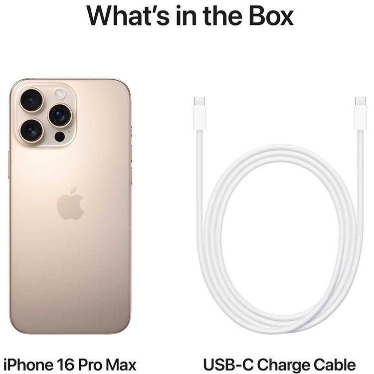 Apple iPhone 16 Pro Max with 1TB Capacity, 6.9‑inch Screen Size, USB-C Connector Type, 6‑Core CPU, 6‑Core GPU, 5G Network Technology, Splash, Water & Dust Resistant, Middle East Version - Desert Titanium