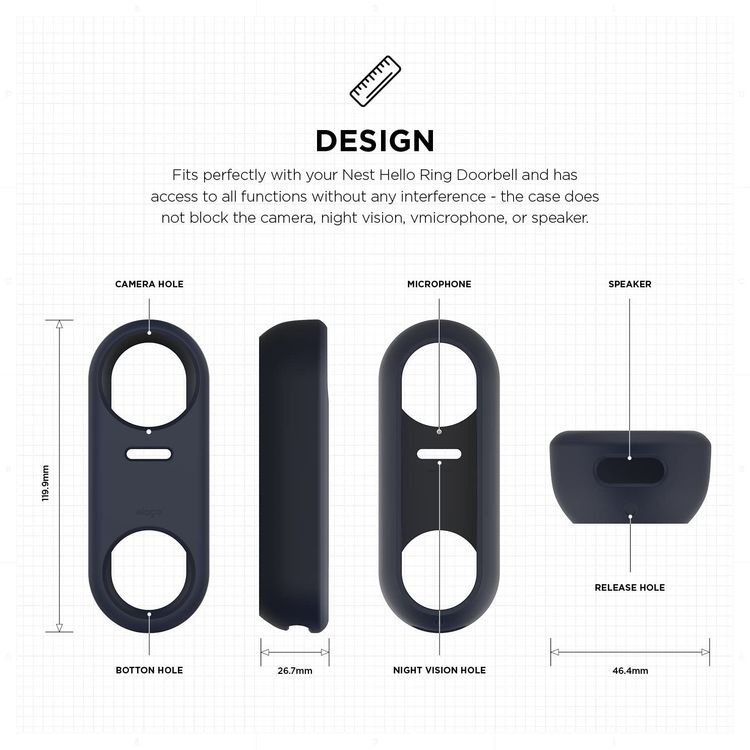 Elago Silicone Case for Nest Hello Doorbell,High Quality, Durable Silicone,Easy to Install,UV Light Protection,Weather Elements Protection,Dust & Scratches Resistant - Jean Indigo