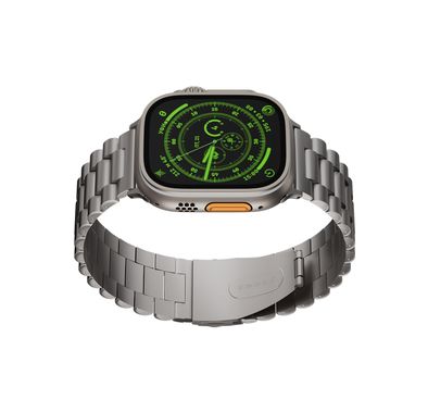 Levelo Daytona Watch Strap with Adjustable Links for Apple Watch 49/45mm, Anti-Oxidation Technology, Compatible with SE, Series 8, 7, 6, 5 & 4, Stainless Steel with Premium Metal Finish - Titanium