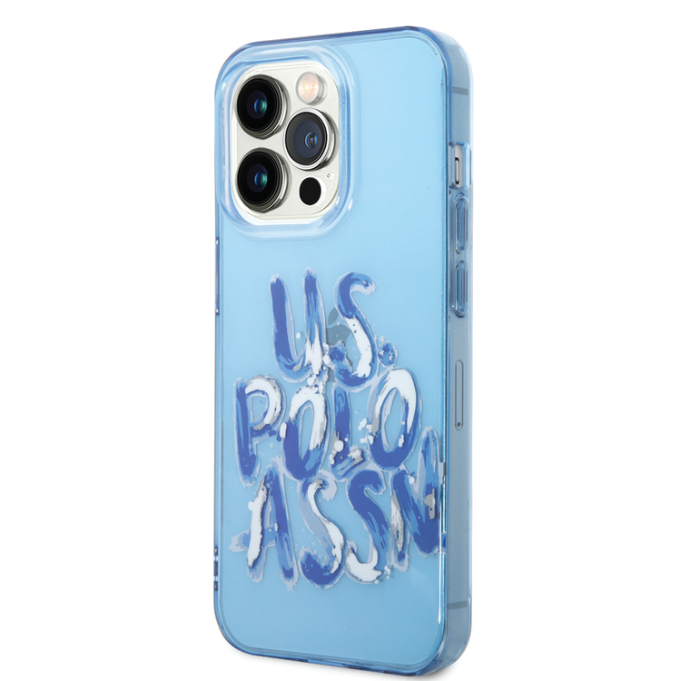 USPA PC/TPU Tranparent Case With Graffiti Logo For iPhone 14 Pro - Blue