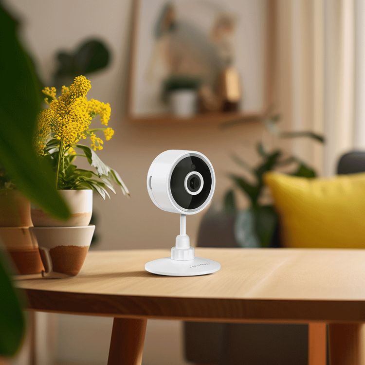 Powerology Wi-Fi Smart Home Camera with 105° Wide Angle Camera Lens, 1920×1080 pixels Resolution, Two-Way Talk, Motion Detection Sensor, UK 3-Pin Plug - White