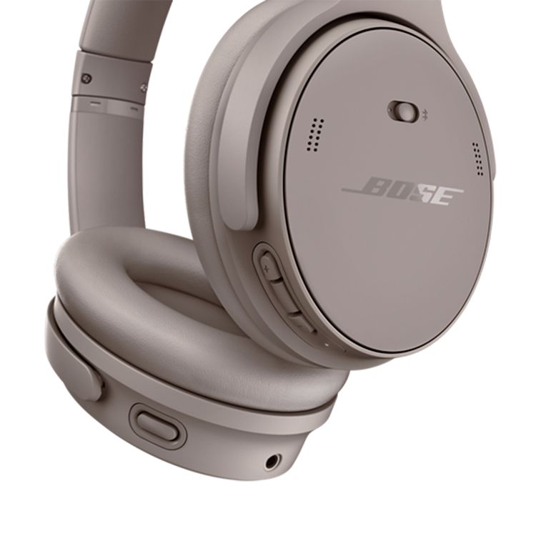 Bose Quiet Comfort Ultra Headphones with Removable Cushions, Active Noise Cancelling, Built-in Microphone, Echo Reduction, Up to 24 Hours Playtime - Sandstone