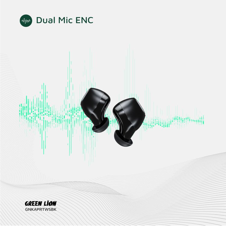 Green Lion Kaprun True Wireless Earbuds with Environmental Noise Cancellation, Up to 7 Hours of Playtime, 5.3 Bluetooth Version, IPX4 Waterproof, In-Ear Design - Black