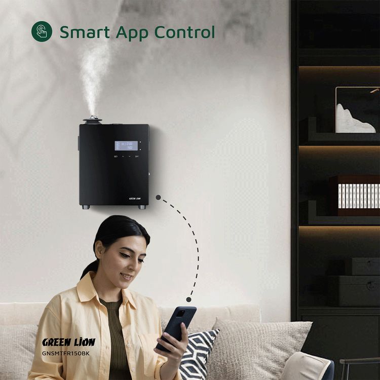 Green Lion Smart Scent Pro Fragrance Diffuser with Fragrance Bottle, Smart App Control, Quiet Operation, 5 Timer Settings, HVAC Connect, Aromatherapy, Wall-Mount, Security Lock - Black 