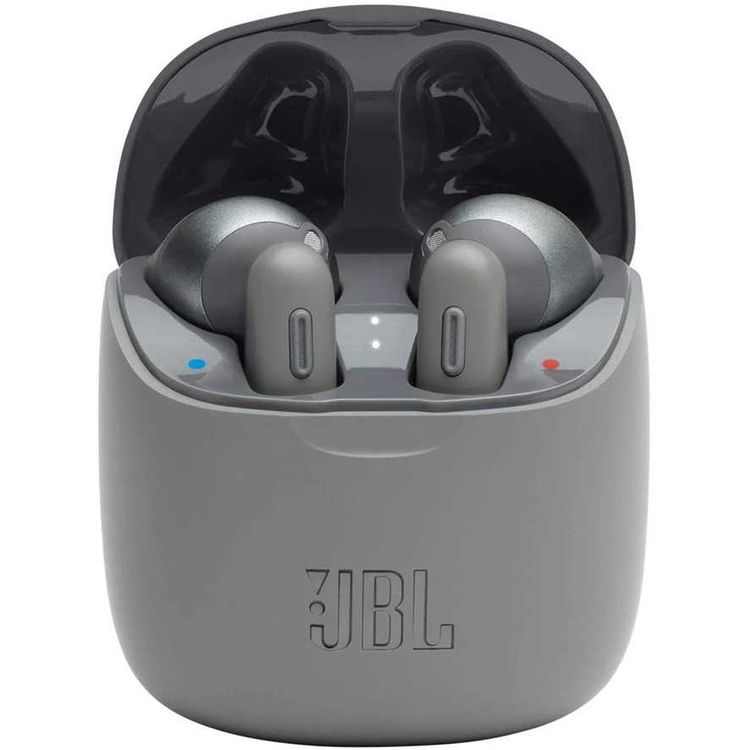 JBL T225 True Wireless Earbud Headphones, Pure Bass Sound, Bluetooth, 25-hours Battery Life, Dual Connect, Native Voice Assistant - Grey