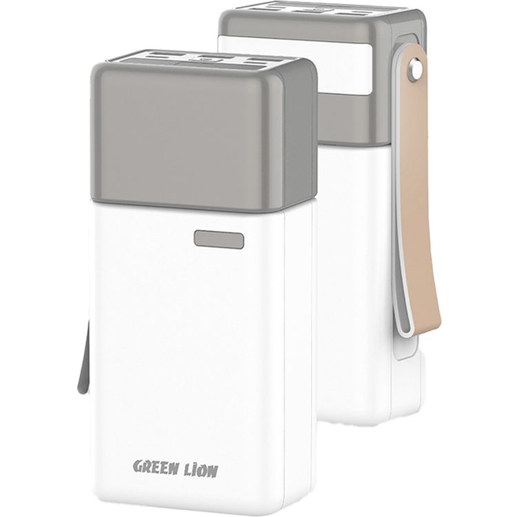 Green Lion Voyager 60 Power Bank 60000mAh PD 20W with Digital Display, Lanyard Strap, Multiple Protection, Built-in Flash Light, PD 20W Fast Charging, Multiple Protection - White