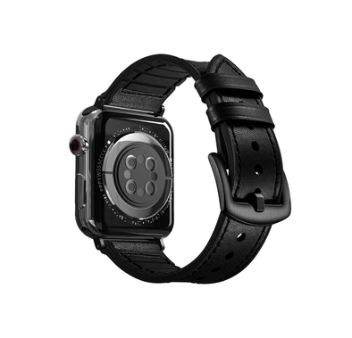 Porodo iGuard Leather + Silicone Watch Band For Apple Watch 42/44/45mm