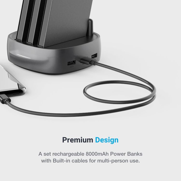 باورولوجي محطة باور بانك 8 في 1 بسعة 8000 ملي امبير في الساعة مع كابل مدمج وبنك طاقة محمول ومحطة شحن سريعة ومتوافقة مع اجهزة ايفون ، اجهزة اندرويد ، منافذ شحن من النوع سي - اسود