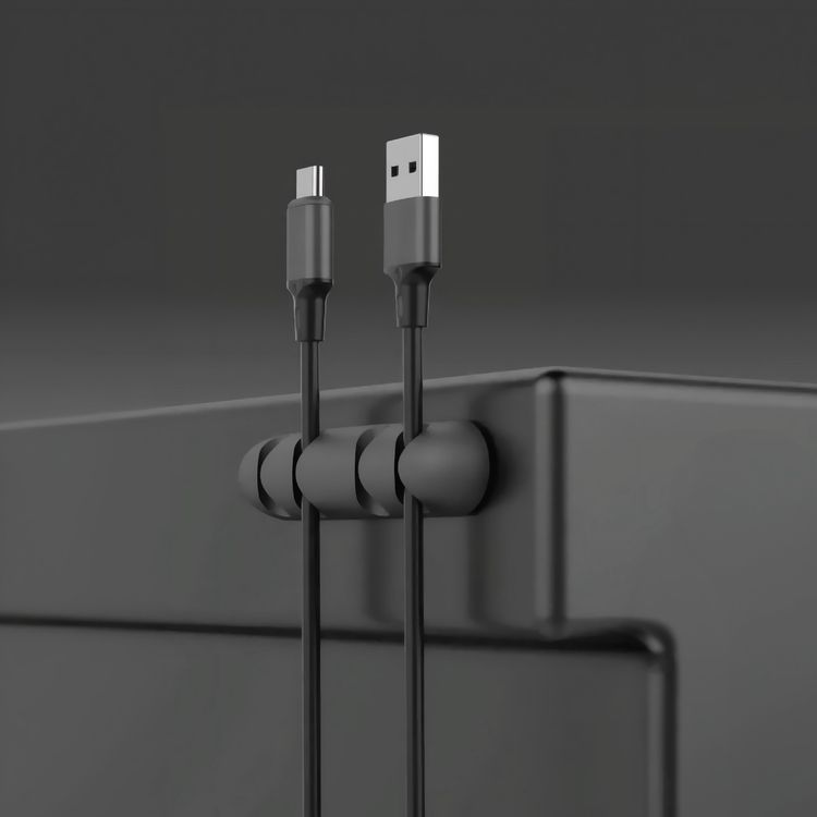 Green Lion 8-in-1 Cable Organizer with 21 Slots, 3M Self-Adhesive Backing, Durable TPR Material, Supports Audio, Ethernet, Data & Mouse Cables, Effortless Cable Access, Easy to Apply - Black