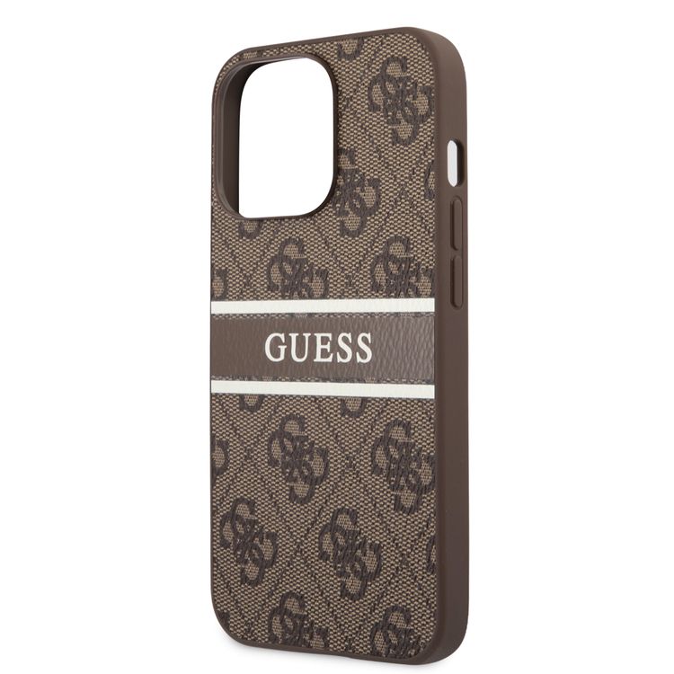 CG MOBILE Guess 4G PU Leather Case with Printed Stripe Compatible for iPhone 13 Pro (6.1") Anti-Scratch, Easy Access to All Ports, Shock Absorption