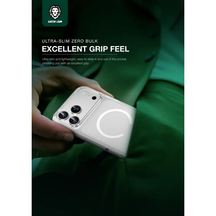 Green Lion MagSafe Crystal Clear Case for iPhone 17 Pro Max, N52 Strong Magnets, Ultra HD Clarity, Camera Protection, Anti-Scratch, Ultra Drop Protection, Precise Cutouts, Military-Level Protection - Clear