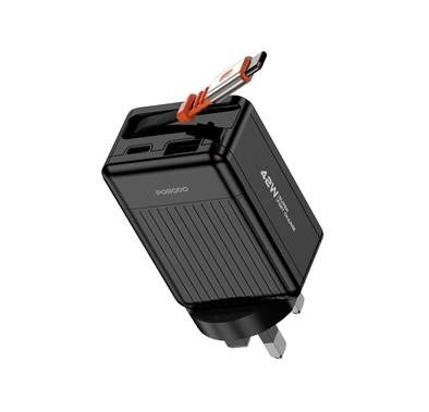 Porodo Super Quick GaN Charger with 75cm Retractable Type...