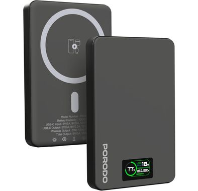 Porodo 10000mAh Power Bank with Real-Time TFT Smart Displ...