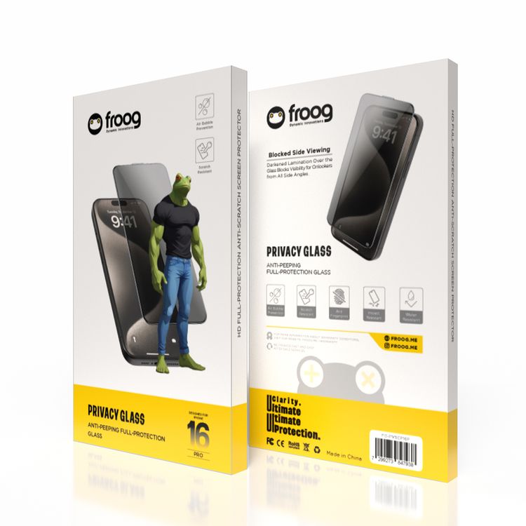 واقي شاشة الخصوصية من iFroog، زجاج حماية كاملة مضاد للتجسس لهاتف iPhone 16 Pro، مضاد لبصمات الأصابع ومقاوم للخدش - أسود