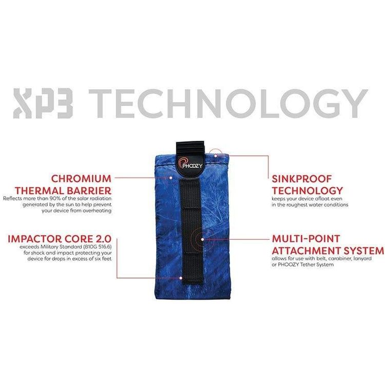 Phoozy XP3 Realtree Series Thermal Mobile Phone Case Capsule with Internal Stash Pocket, Weatherproof Pouch, Floating Case Bag, Multi Attachment Strap Blue-Large