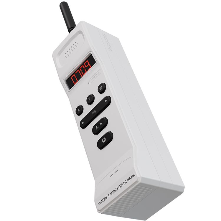 Levelo Revolt 20000mAh Walkie Talkie Power Bank with 1.5km Communication Distance, Laptop Charger, LED Detachable Antenna, PD 100W Total Output, Safety Protection, Type-C In/Out, LED Display, Voice Recorder - White