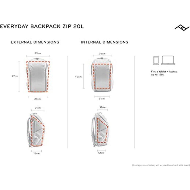 Peak Design Everyday Backpack 20L Zip, BEDBZ 20 MN 2, Medium - Midnight Blue - Ash - 8.2 Inch