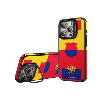 جراب مغناطيسي لنادي برشلونة لكرة القدم لهاتف iPhone 16 Pro Max مع توافق MagSafe، حامل مدمج، مادة جلد صناعي فاخر، مغناطيس نيوديميوم، حماية ضد الصدمات، مصنوع يدويًا - متعدد الألوان