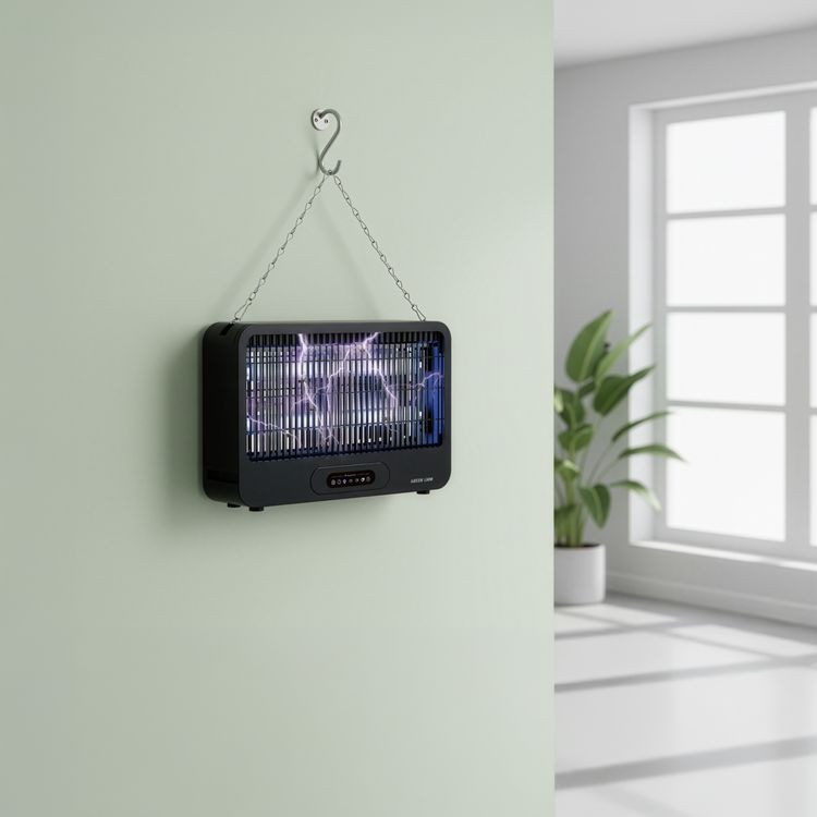 Green Lion Barq Insect Killer with 3500V High Voltage, 20W Power, 100m² Effective Coverage, 365nm UV Light, 360° Mosquito Trap, Protective Safety Grille, Easy-Clean Tray, Timed Auto Shut-Off, Low-Noise Operation, Long-Lasting UV Lamp, Tabletop or Hanging Use - Black