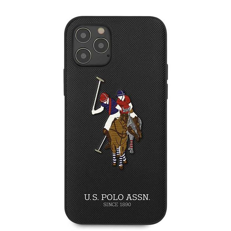 CG Mobile U.S. Polo Assn. PU Hard Case Polo Embroidery for iPhone 12 Pro Max (6.7") Shock & Drop Protection Suitable with Wireless Chargers Officially Licensed - Black