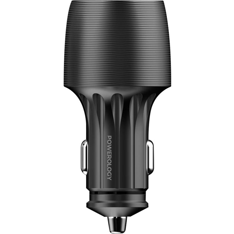 Powerology Velox 83W Dual-Port Car Charger with Ultra-Fast Charging, 83W Total Output, Powerful Laptop Charging, Multi-Protection Safety System - Black