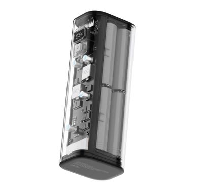 Powerology 24000mAh Crystalline Series Power Bank with PD 100W, 18W QC, USB-A & USB-C Ports, Laptop Charger, Digital Display - Black