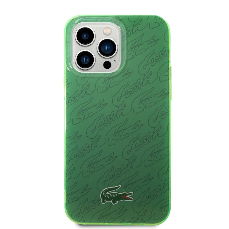 Lacoste Hard Case IML Double Layer & Dyed Bumper Signature Pattern - iPhone 14 Pro Max - Green