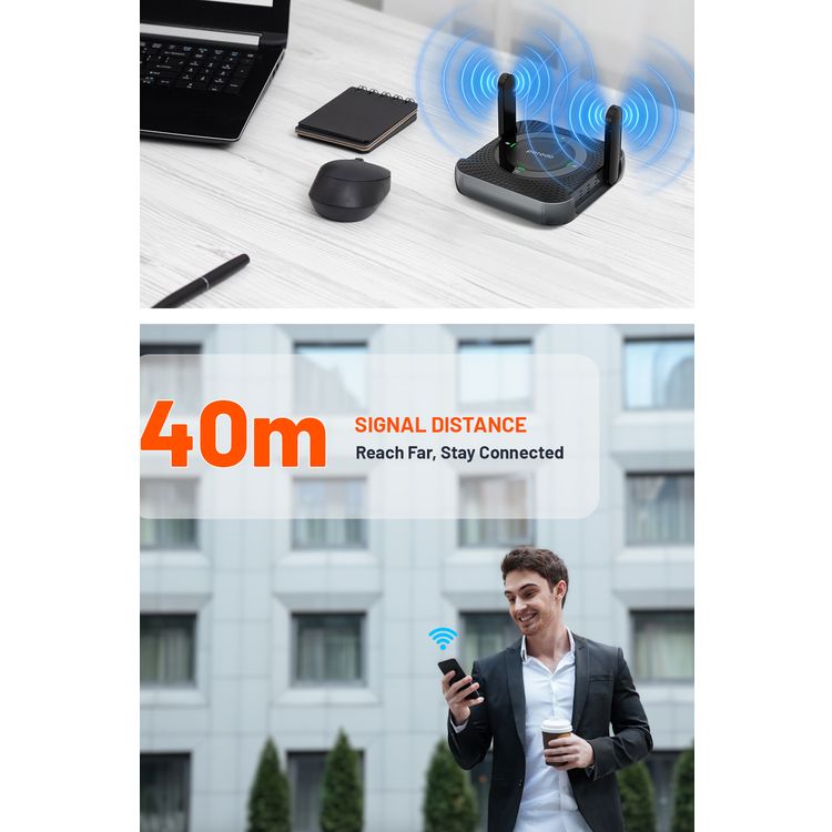 Porodo Home & Outdoor Portable Router 4G & LTE, 40m Signal Distance, 12 Hours Working Time, Up-to 10 Devices Connection Ability, 100Mbps LAN, Built-in Battery, Micro SIM, CPE & MiFi, CAT4 Category, 150Mbps Download Rates & 50Mbps Upload Rates - Black / Gray