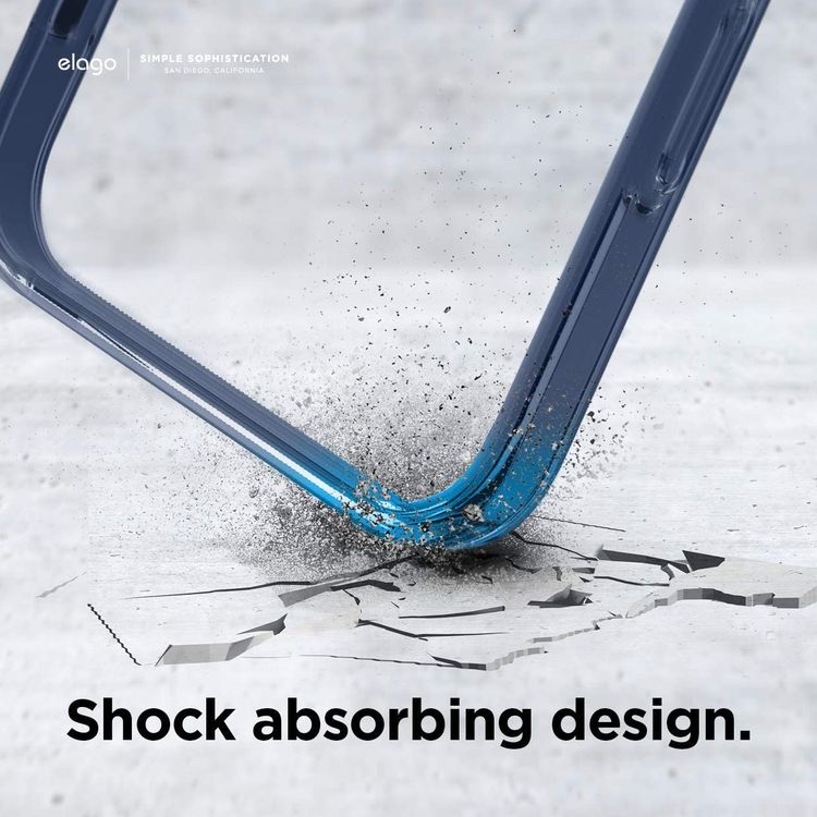 Elago Hybrid Case Compatible for iPhone 12/12 Pro (6.1"), Shock Absorbing Case Suitable Wireless Charging, Screen & Camera Protection - Jean Indigo