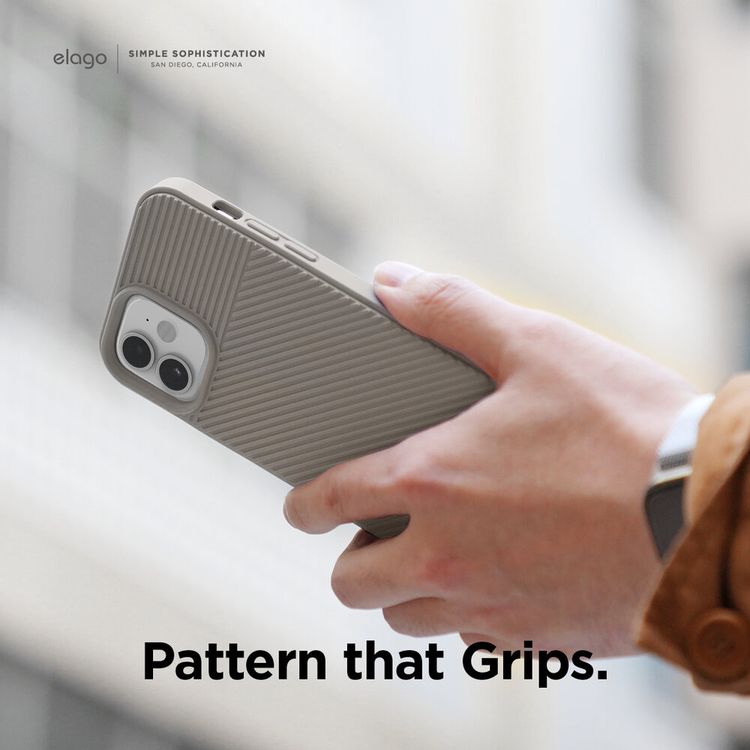 Elago Cushion Case Compatible w/ iPhone 12 Mini (5.4") Full Protection, Slim & Light, Shock Absorbing Design, Supports Wireless Charging, Raised Lip for Camera Protection - Stone