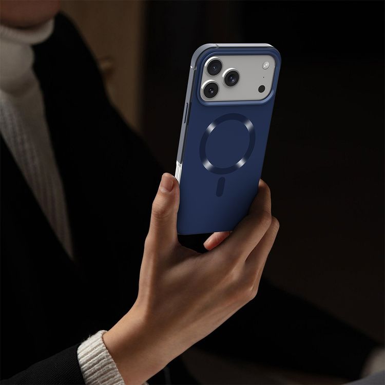 Levelo Opulis MagSafe Frosted Case for iPhone 17 Pro Max, Liquid Silicone Comfort, Anti-Scratch, Aluminum Alloy Frame for Camera & Edges, Anti-Fingerprint, Strong Magnets, Multi-Layer Design, Shock-Resistant Bumper, Non-Slip Surface - Midnight Blue