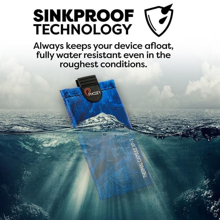 Phoozy XP3 Realtree Series Thermal Mobile Phone Case Capsule with Internal Stash Pocket, Weatherproof Pouch, Floating Case Bag , Multi Attachment Strap - Blue - Medium