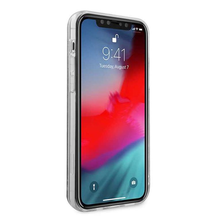 Karl Lagerfeld Liquid Glitter Case Karl and Choupette Heads for Apple iPhone 12 / 12 Pro (6.1 ) - Silver