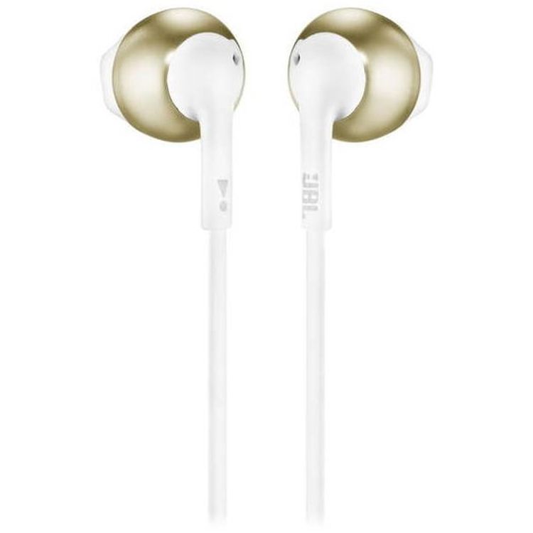 JBL Tune 205 In-Ear Wired Headphones with 3.5mm Audio Jack, Integrated Microphone, 118.2cm Length, JBL Pure Bass Sound, Carrying Pouch - Champagne Gold