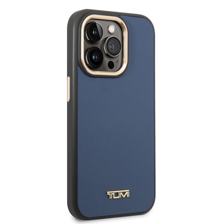 Tumi Women Smooth Leather Hard Case iPhone 14 Pro - Blue