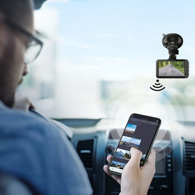 Green Lion Dash Cam Pro Front and Rear with Super Night Version, Suction Cup Mount, Built-in Microphone & Speaker, 12V Car Power Outlet, 140° Wide Angle Lens, 3.0" IPS HD Display, Functional Buttons, 4K & 1080 Pixels Resolution, USB-C Power Interface, 360° Rotatable Rear Camera - Black