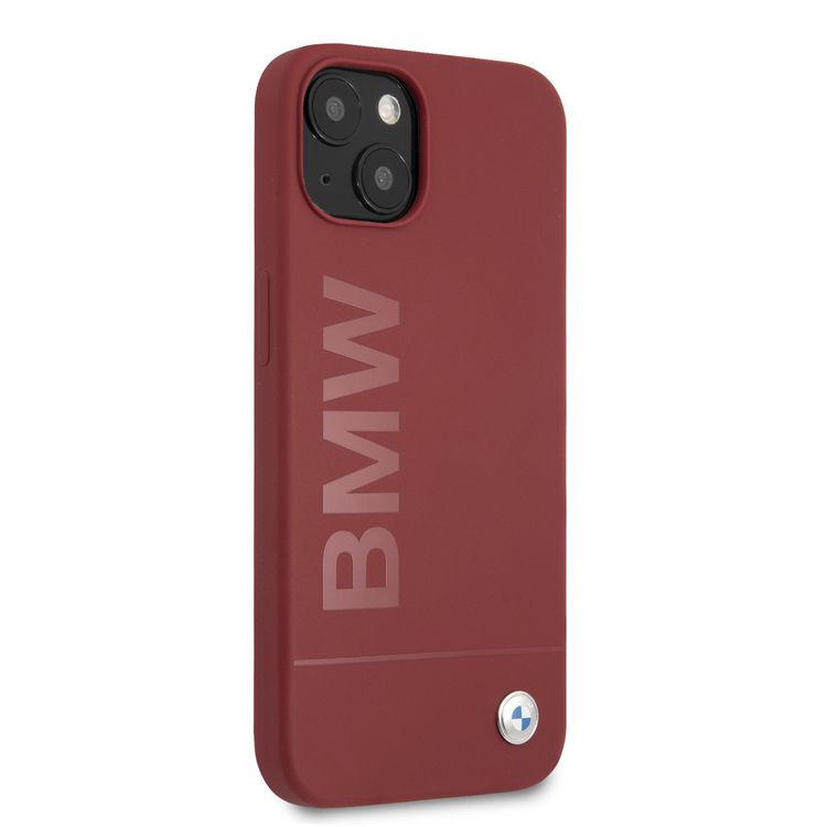 CG MOBILE BMW Liquid Silicone Case Tone On Tone Metal Logo Compatible for iPhone 13 (6.1") Easy Access to All Ports, Anti-Scratch - Red