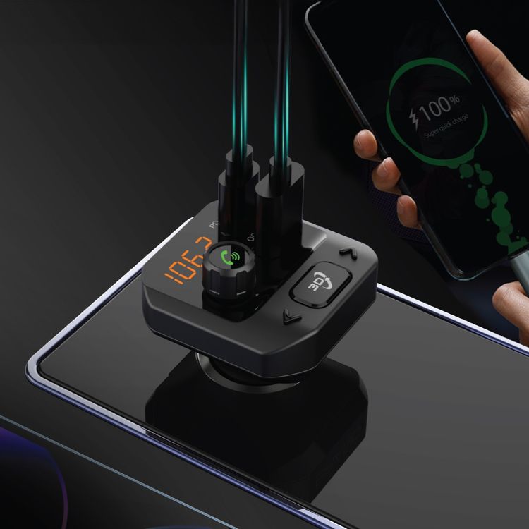 Green Lion FM Car Transmitter 3D Surround Sound - Black