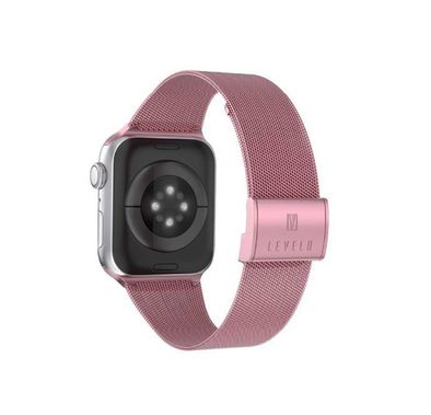 Levelo Double Milanese Watch Strap for Apple Watch 38/40/41mm, Stainless Steel Material, Double-lock Folding Buckle, Adjustable Strap, Easy Installation - Rose Pink