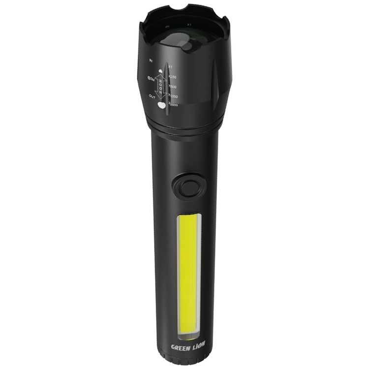 Green Lion 2 in 1 Rechargeable Torch 1500LM 4000mAh - Black