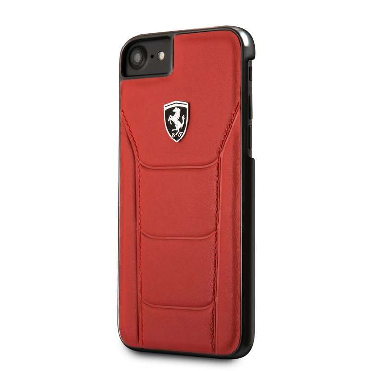CG MOBILE Ferrari Heritage 488 Genuine Leather Hard Phone Case Compatible for iPhone 7 / 8 | Shock & Scratch Resistant Mobile Case Officially Licensed - Red