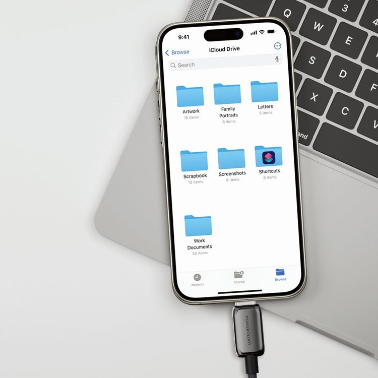 كابل Powerology Zinco Series USB-C إلى USB-C مع تقنية PD 60 وات، شحن عالي السرعة، طول الكابل 1 متر، مصنوع من النايلون المضفر ومادة سبائك الزنك، سرعة نقل بيانات 480 ميجابت في الثانية - رمادي