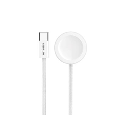 Green Lion iWatch USB-C to Wireless Charger, 5W Max Power, Fast Charging, Braided Cable - White