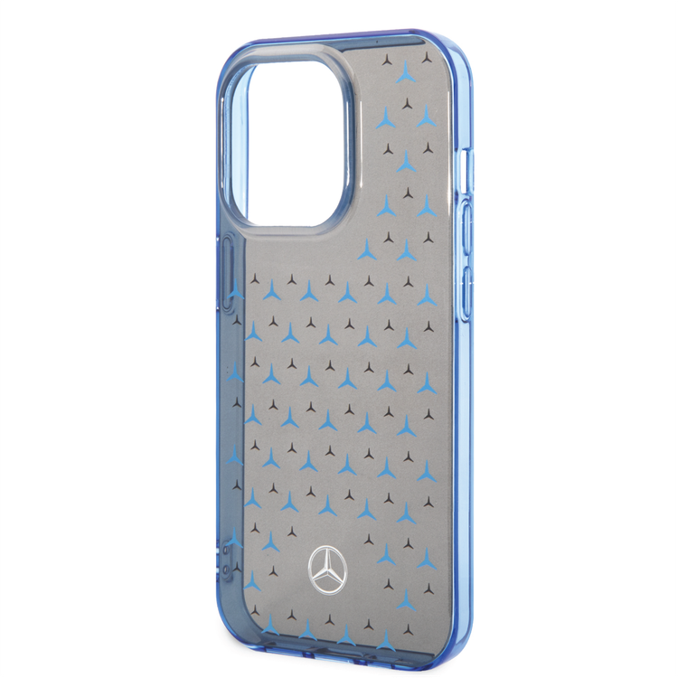 Mercedes-Benz Double Layer PC/TPU Case with Large Star Pattern iPhone 14 Pro Compatibility - Black / Blue