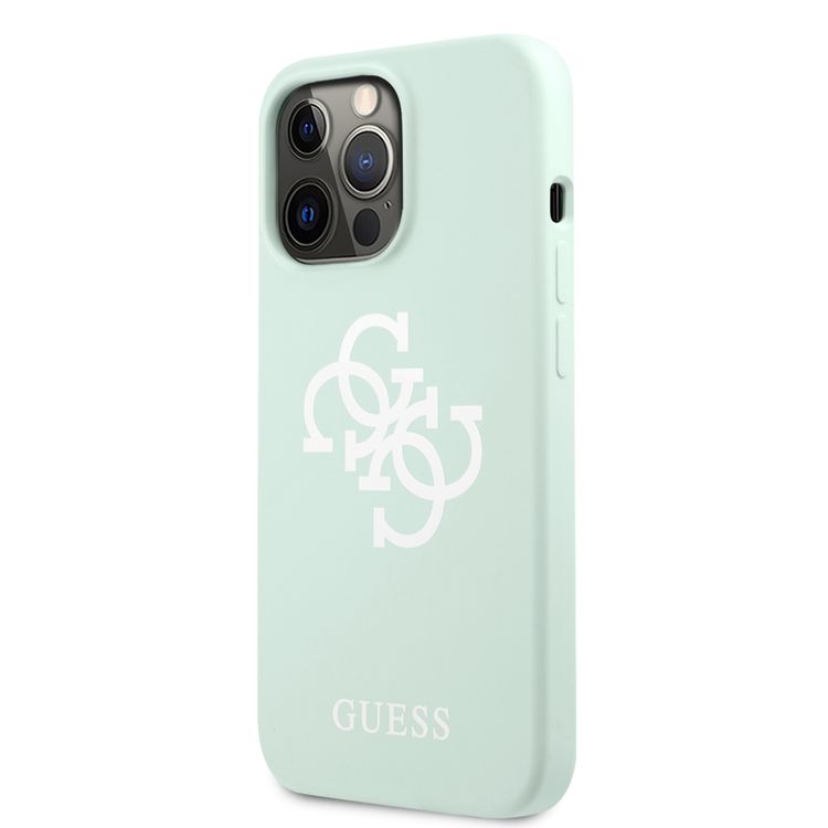 CG MOBILE Guess Liquid Silicone Case Big 4G with Logo Print Compatible for iPhone 13 Pro (6.1") Anti-Scratch, Easy Access to All Ports, Shock Absorption