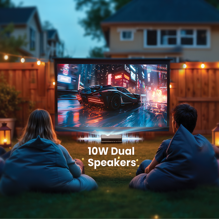 Powerology 4K Ultra Short Throw DLP Projector, 350 Ansi Lumen Brightness, 2GB RAM, 16GB Storage, Bluetooth V5.0, 30-200" Contrast, 500:1 Projection Area - Black 