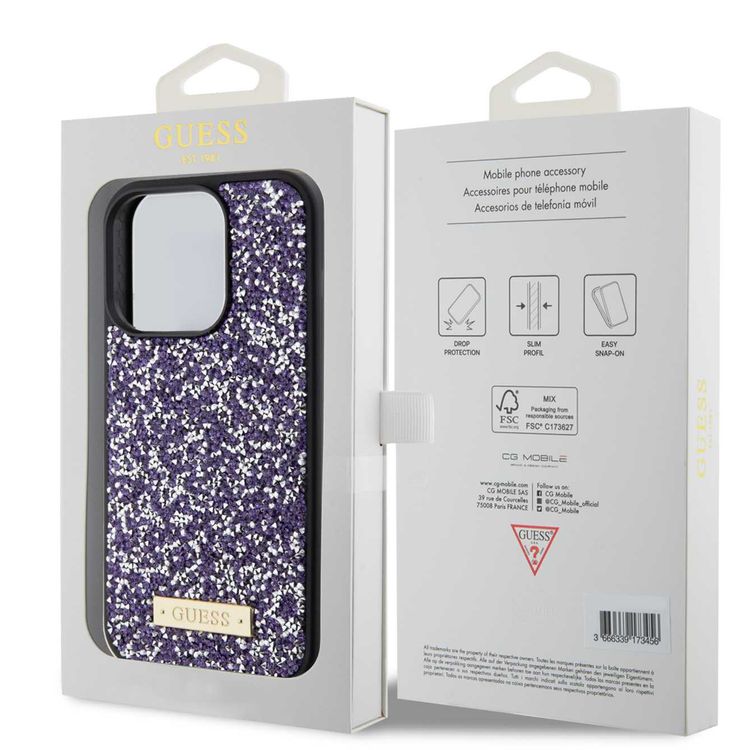 Guess Rhinestone Case with Metal Logo - Light Pink - iPhone 15 Pro