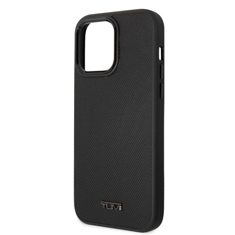 Tumi HC Leather with MagSafe Embossed Ballistic Pattern Case iPhone 14 Pro - Black