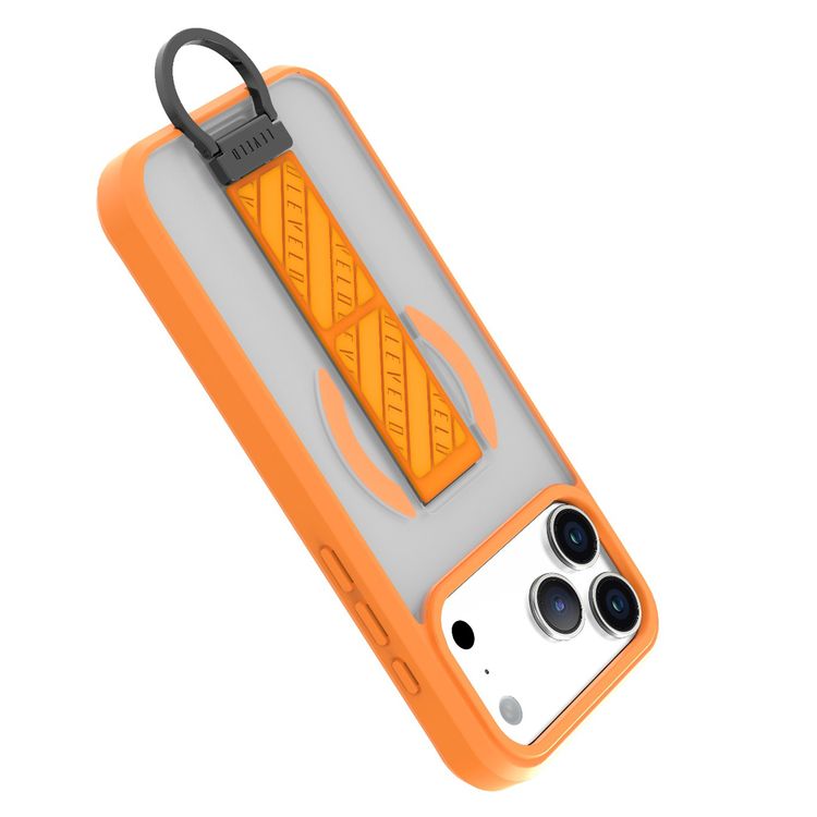 غطاء ليفيلو مورفيكس كلارا جريبستاند ماغ سيف لأيفون 17 برو ماكس، بحواف مرتفعة للكاميرا والشاشة، مغناطيس قوي، جسم مقاوم للصدمات ولمسة نهائية غير لامعة، حامل مرن بشكل D، مضاد لبصمات الأصابع - برتقالي شروق الشمس